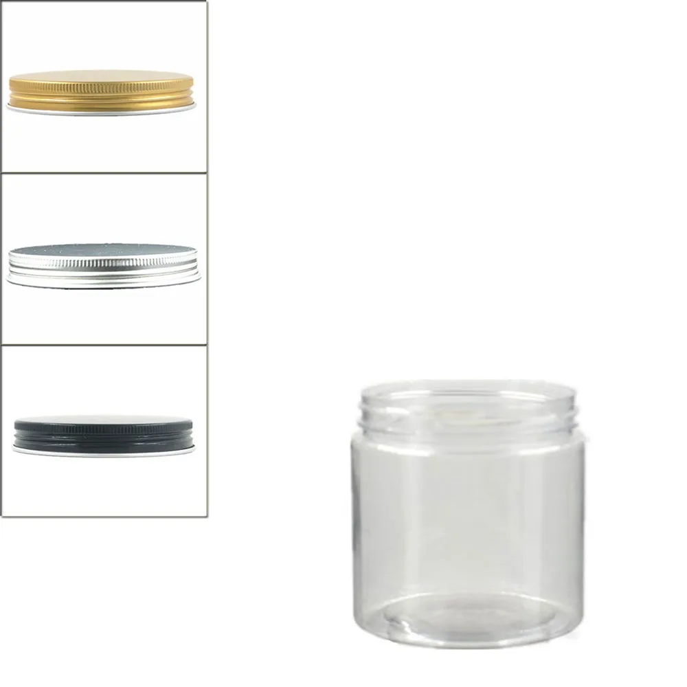 

10pcs/Lot 200ml Clear Round Pet Jar Bottle Container With Sliver/Gold Aluminium Cap W/Pe Liner,Plastic Container, Packaging,