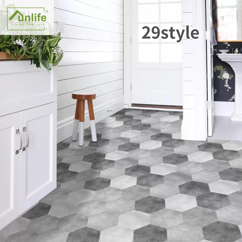 

Funlife® Grunge Retro Hexagon Floor Sticker Waterproof Anti-Slip Self-Adhesive for Ground Bathroom Kitchen Camper Home Decor