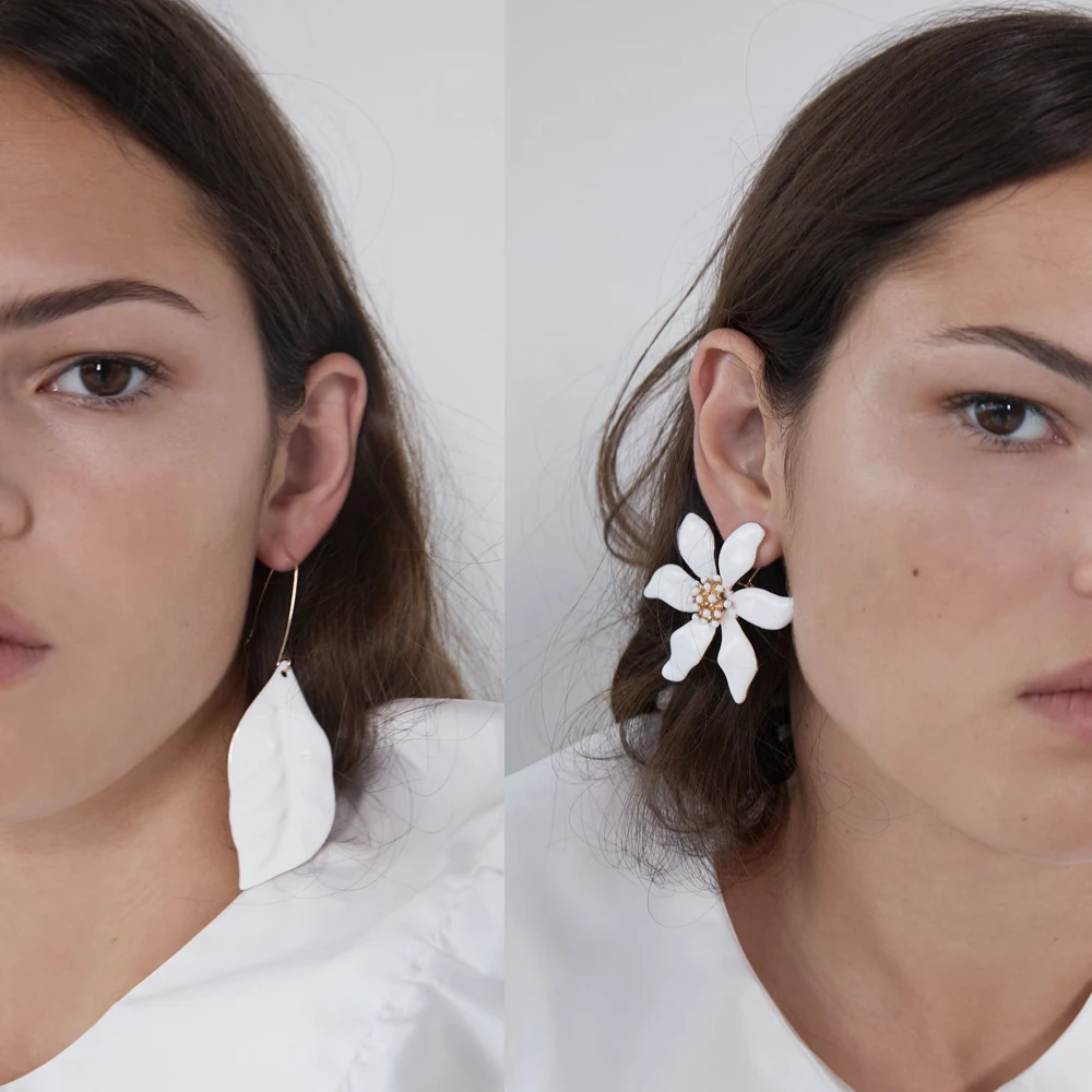 Новые серьги Vodeshanliwen ZA с изображением листьев и цветов для женщин модные