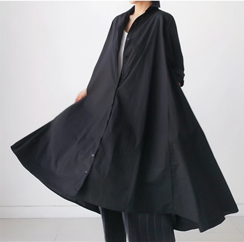 2019 модное платье-рубашка с длинными рукавами большие размеры женские рубашки