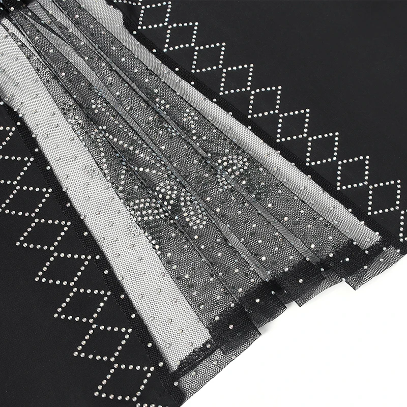 

Black Bangladesh Women Lace Maxi Abaya Dubai Turkey Muslim Hijab Dress 2021 Plus Size Diamond Shiny Boubou Long Sleeve Dress