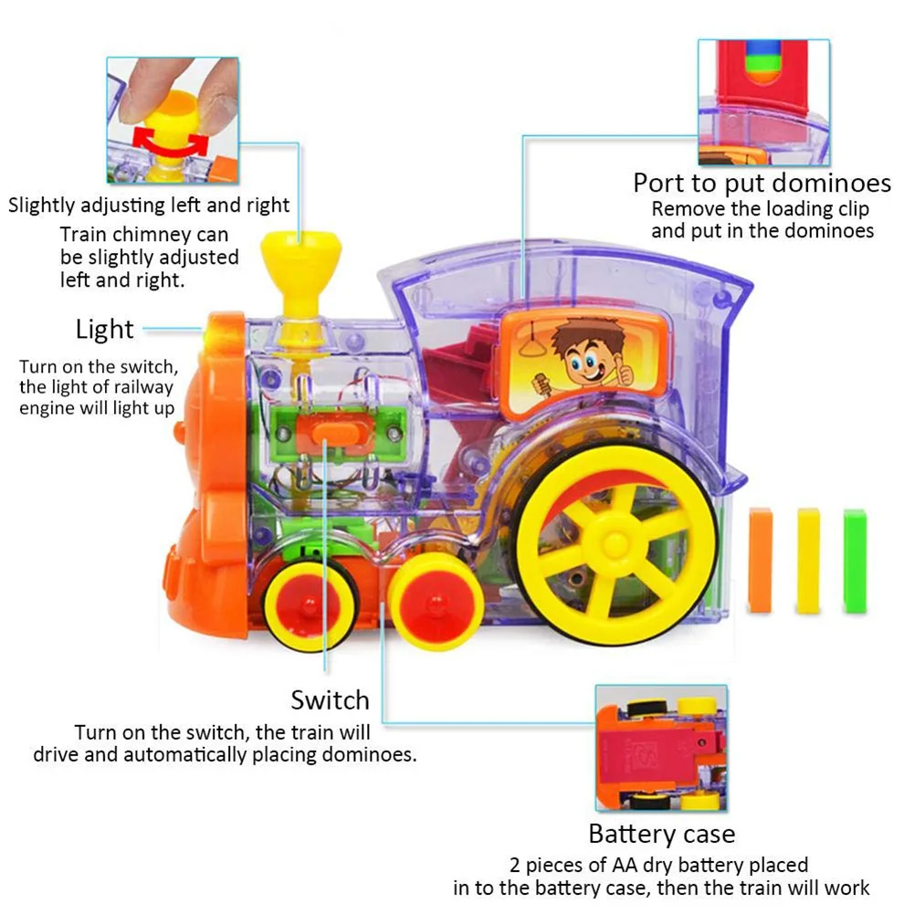 Домино набор игрушек поезд красочный игрушка для укладки Электрический модель 60