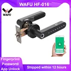 Дверной замок WAFU WF-016, со сканером отпечатков пальцев, умный Bluetooth-замок с ручкой, разблокировка через приложение, БЕСКЛЮЧЕВОЙ вход, работает с iOSAndroid