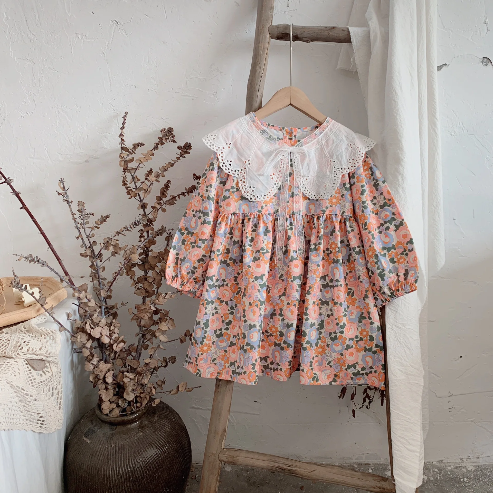 

2021 Factory Price New Fashion Long-Sleeved Lace Princess Dress Girl Dress Girl Baby Floral Dress Autumn Dress