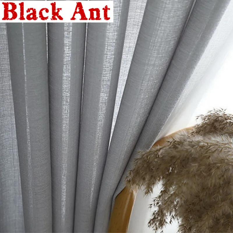 Занавески из тюля для кухни уплотненные шторы сетчатой ткани серого цвета