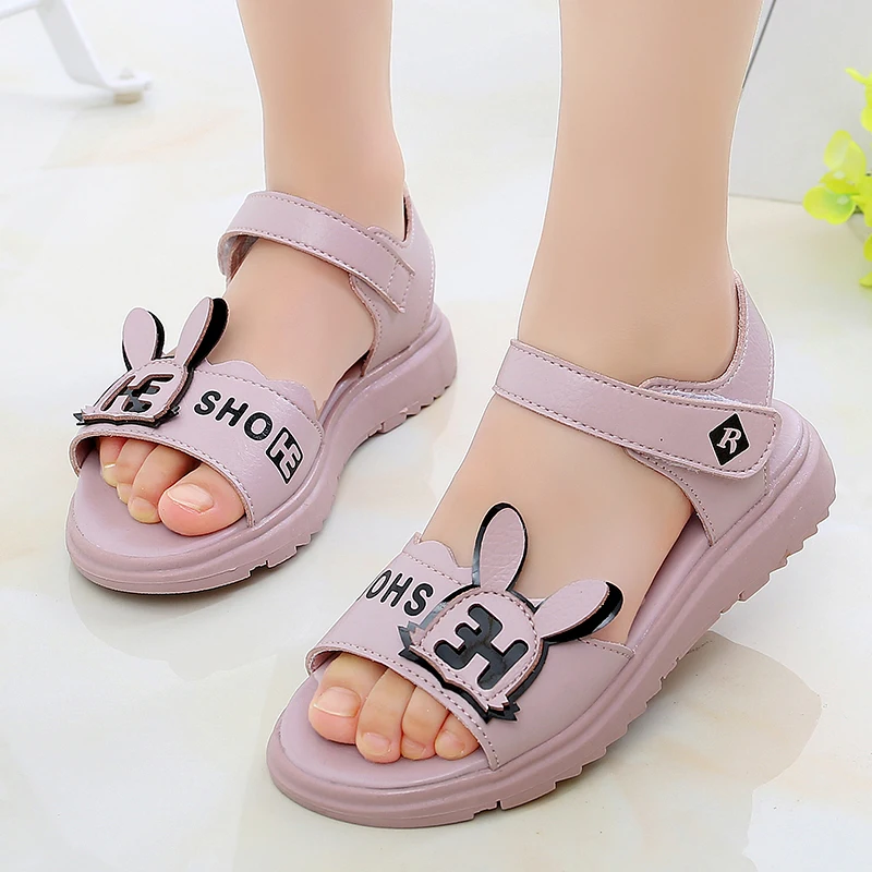 

Summer New Rabbit Kids Girls Sandals Children Cute Casual Sweet Princess Sandals Toddler Baby Student Flat Outdoor Beach Shoes