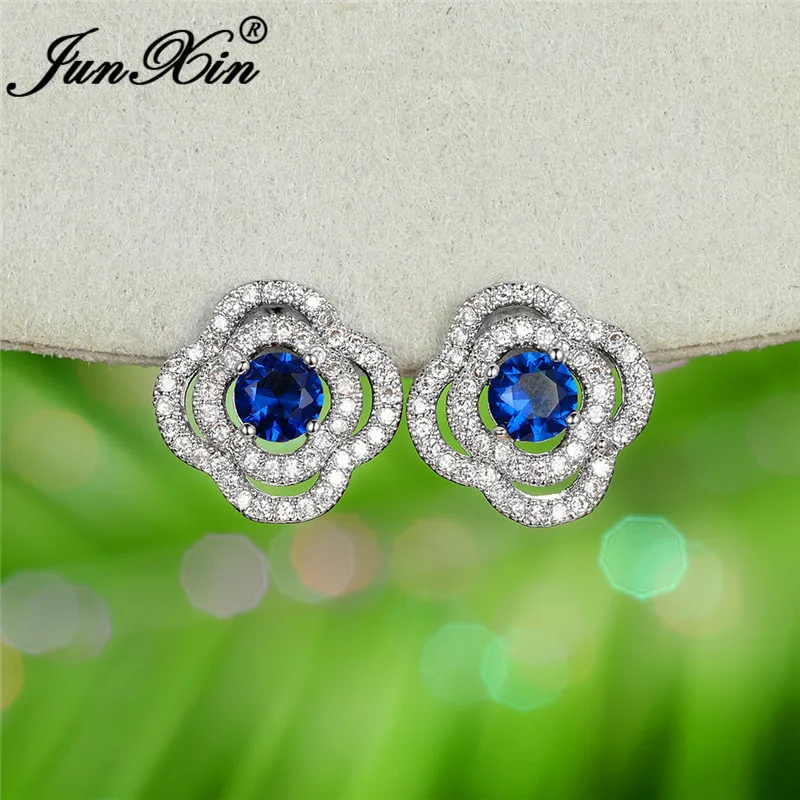 Винтажные многоцветный Кристальный цветок серьги-гвоздики с белым и золотым