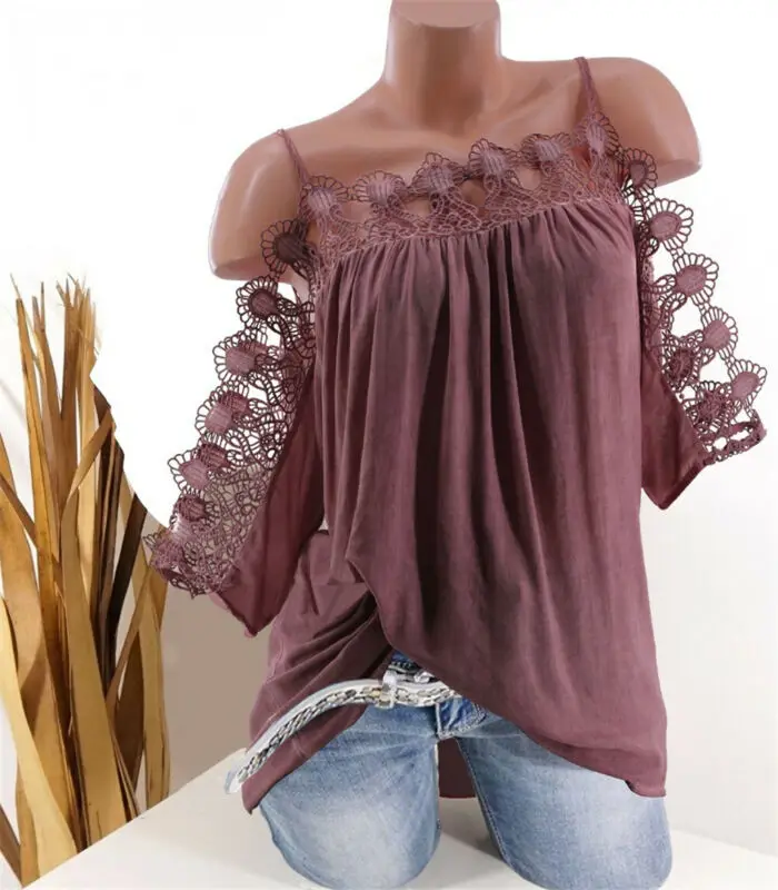 Женская футболка на тонких бретелях размера плюс с открытыми плечами свободная