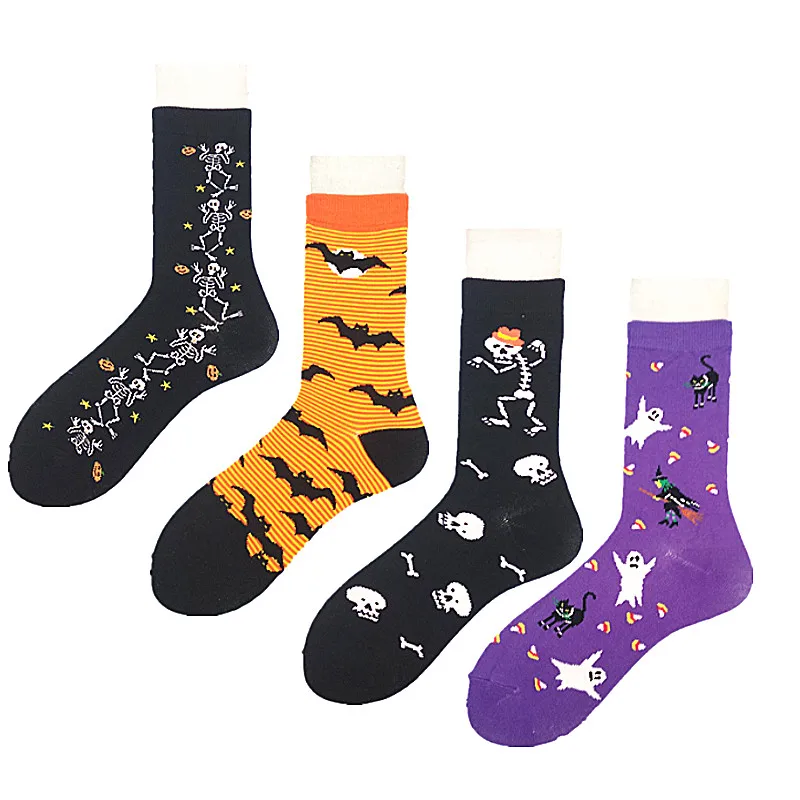 Cute Halloween funny pattern happy men and women casual middle tube socks | Мужская одежда
