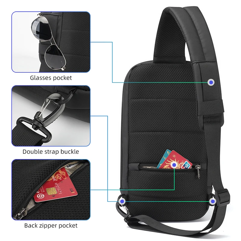 

2020 new chest bag for men USB charging RFID high quality splashproof chest bag outdoor male bag short trip messenger bags