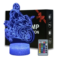 motorcycle model 3d table lamp with remote control room decoration light motorcycle figurine night lights motorcycle fans gift