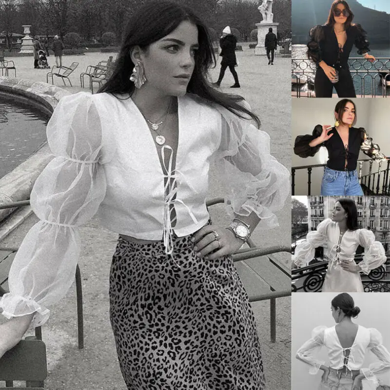 Новинка 2019 осенняя женская блузка топы женские прозрачные сетчатые повседневные