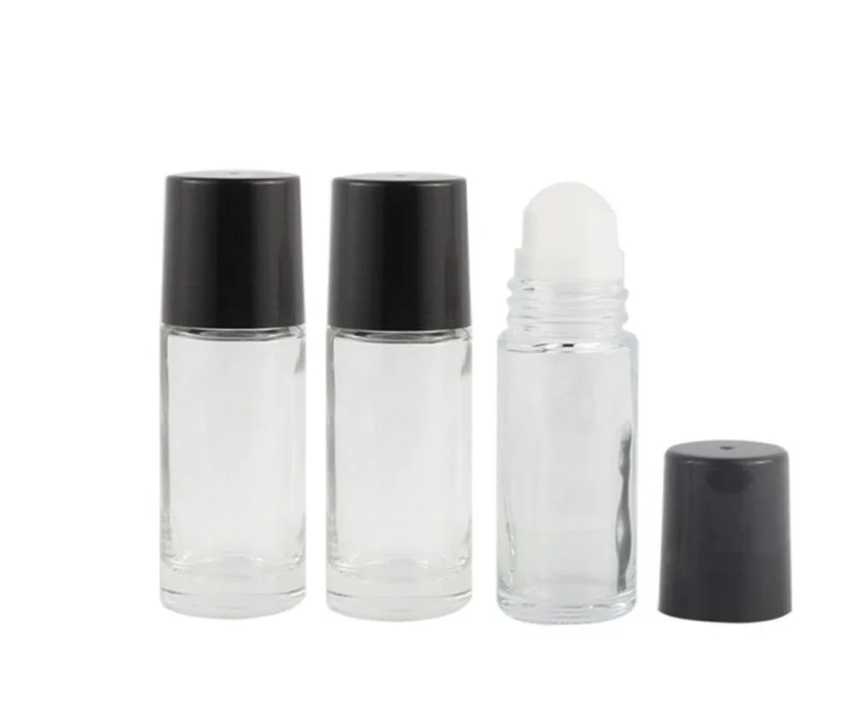 3 Packs Glass Roll On Bottles Deodorant Container Travel DIY Deodorant Bottles Balm Lotion Sunscreen (30ml)
