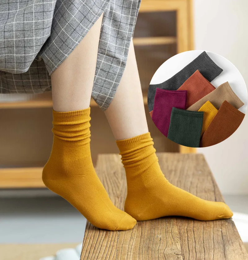 Носки женские хлопковые эластичные смешные дышащие мягкие милые желтые в стиле