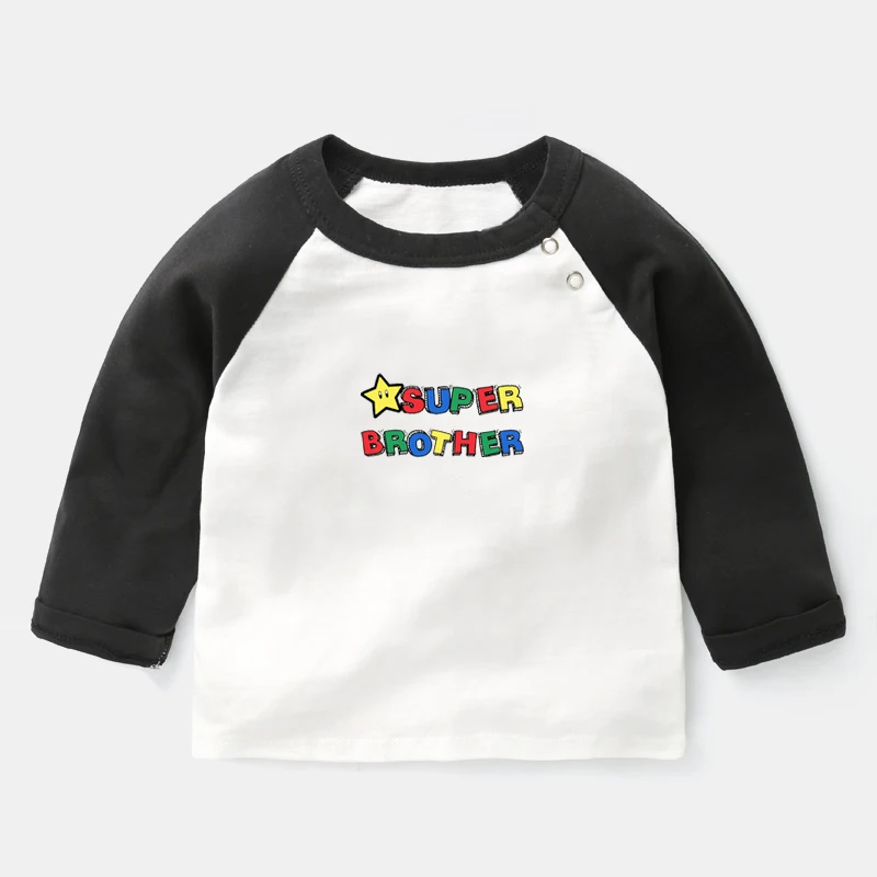 Super Sister Brother Print Tee Baby Long Sleeve T-shirts Boys Girls Tops Autumn Cotton Sweatshirt 0-2 Years T Shirt Holiday Gift | Детская