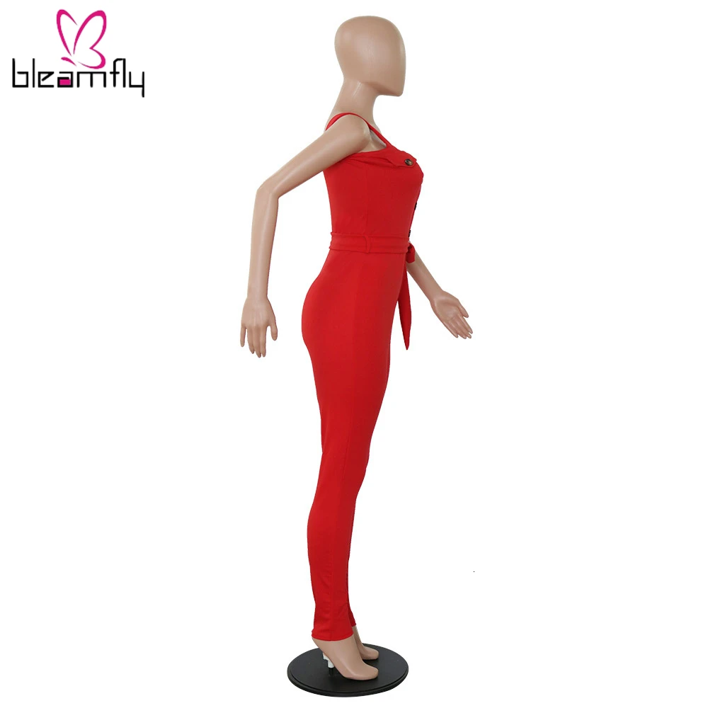 2019 женские летние одноцветные Комбинезоны на тонких бретелях с высокой талией и