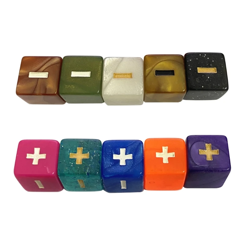 

10Pcs/Pack 16mm Multi-Color Acrylic Right Angle/Square Cornered Dice Game Props Toys for Children Symbol Dice Tool