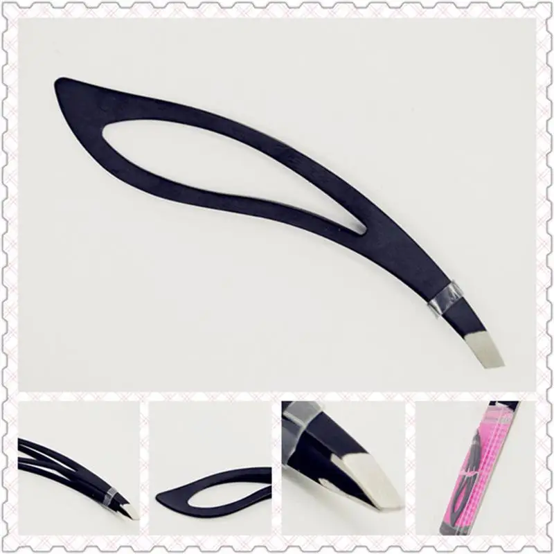 

1PC Black Color Eyebrow Tweezer Hair Beauty Slanted Puller Stainless Steel Eye Brow Clips Makeup Tool Brand New
