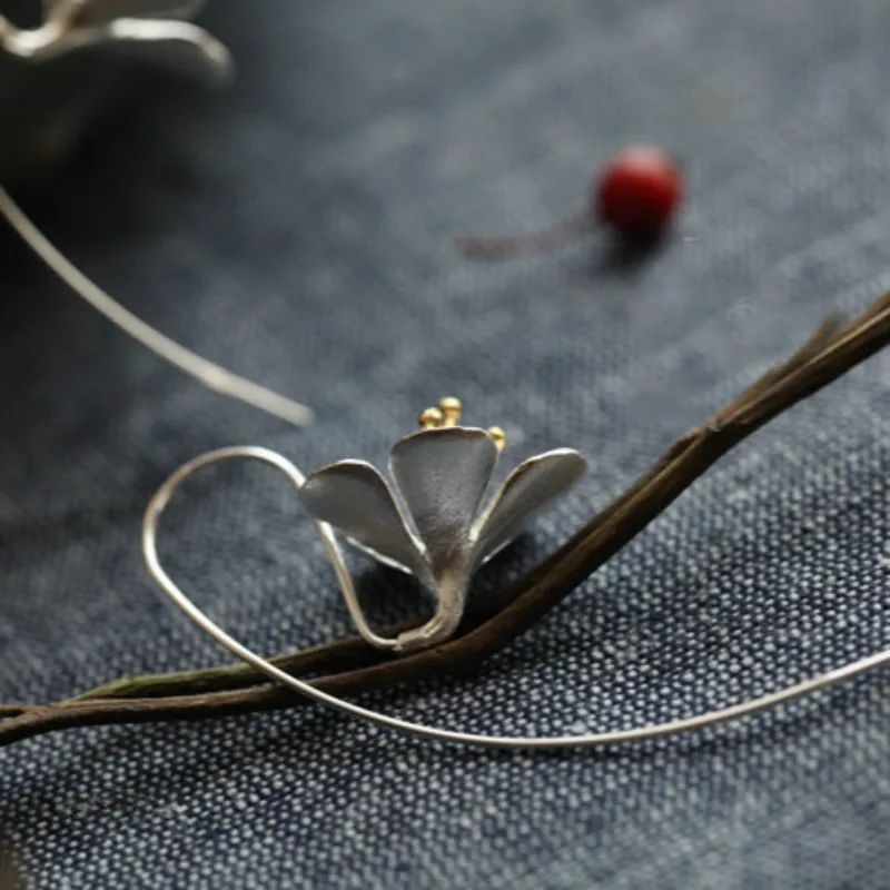 Женские длинные серьги-кисточки в виде цветка из стерлингового серебра 925 пробы