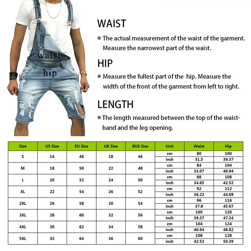 

Laamei Men's Denim Bib Pants Washed Half Length Jeans Jumpsuits Hip Hop Straight Jean Overalls for Men Streetwear Male Jumpsuit