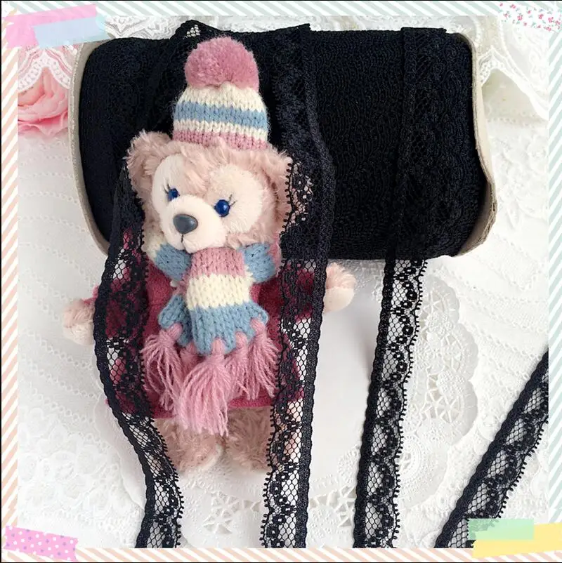 10 метров Цветочная черная розовая кружевная вышивка отделка Аксессуары для