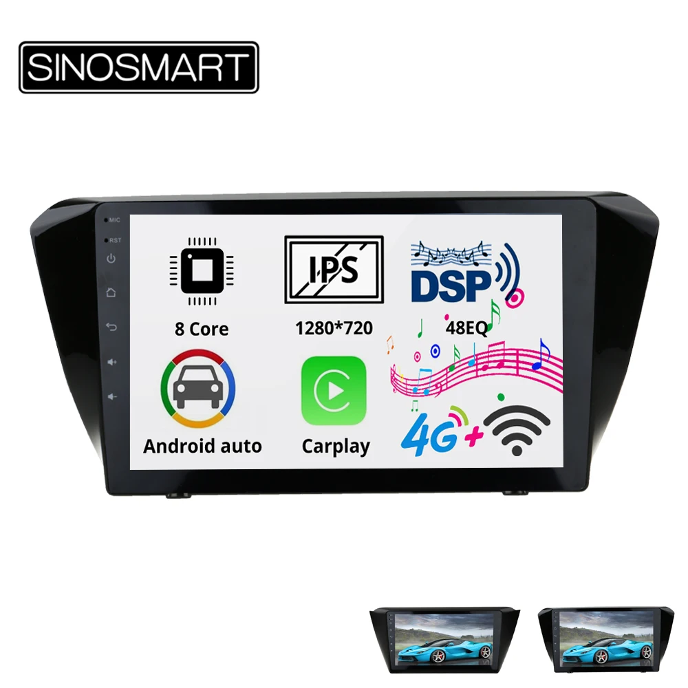 Sinosmart 8 сердечника DSP 48EQ автомобильный радиоприемник с навигацией gps плеер для Skoda