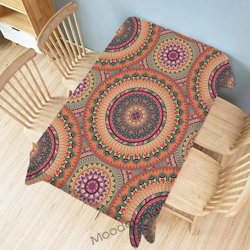 

Colorful Geometric Waves Nordic Mandala Design Pattern Home Decorative Wall Tapestry Waterproof Tablecloth Desk Art Table Cover