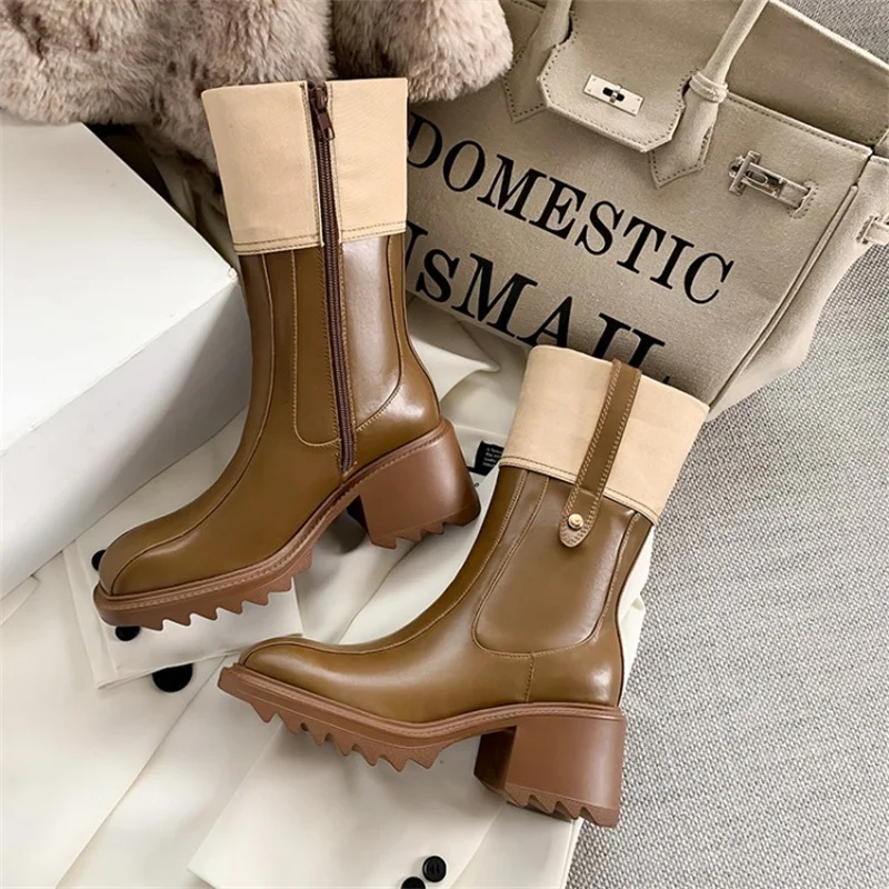 

Women Short Boots 2021 Fashion Thick Platform Female Autumn Winter Casual Shoes Retro Ladies Booties Black Womans Martin Boots