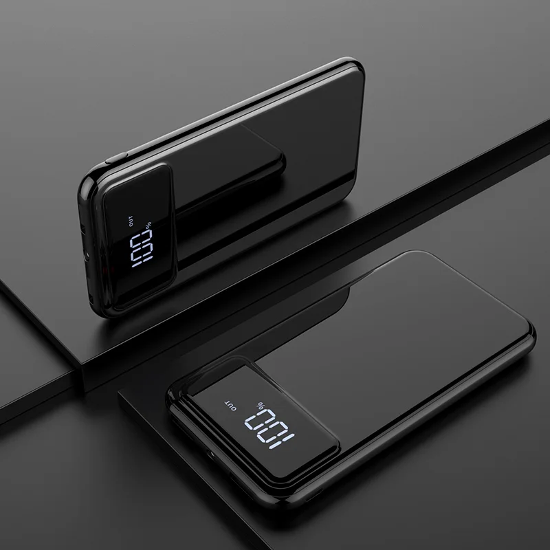 Power Bank Waterproof Portable 30000 MAh for All Smart Phone Battery Powerbank Fast Charging External Battery Full Screen LED - Цвет: Черный