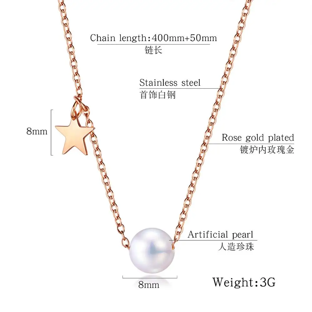 

2020 Original Simple temperament fashion rose gold stars pearl pendant Luxury designer jewelry ladies wedding party necklace