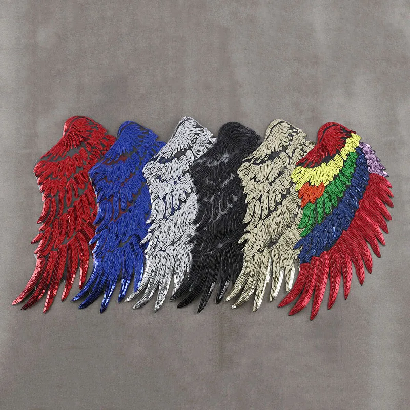 Pulaqi Радужное перо с крыльями блестками мечта Пришивные патчи вышитые значки для