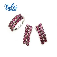 natural rhodolite pear 34mm ring and earring set 925 sterling silver fine jewelry is the best gift for loved ones and friends