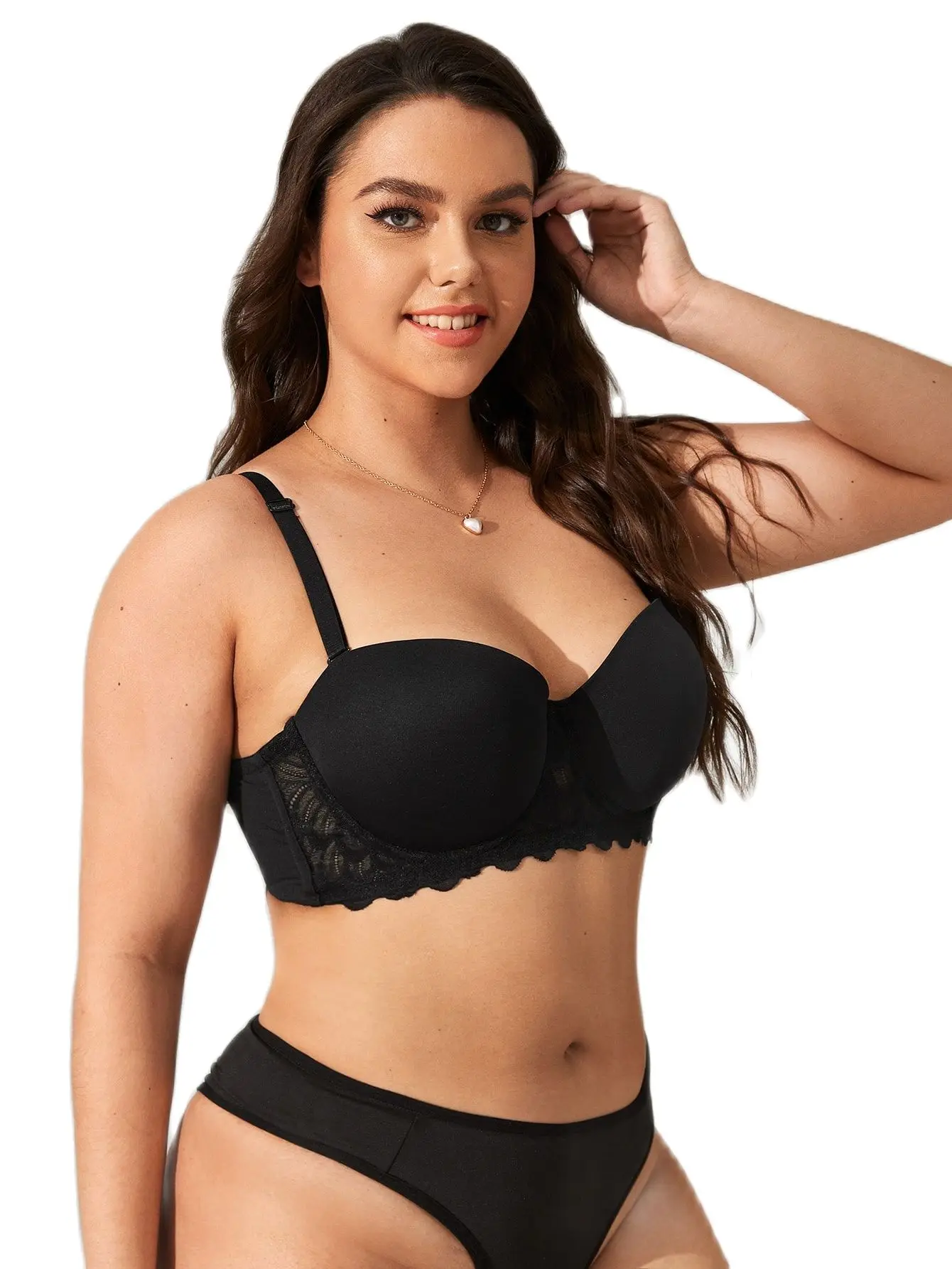 Размера плюс пуш-ап сексуальный 1/2 половина чашки для женщин кружева черный
