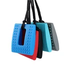 Силиконовый Прорезыватель для зубов, жевательное ожерелье с квадратной текстурой для зубов при аутизме