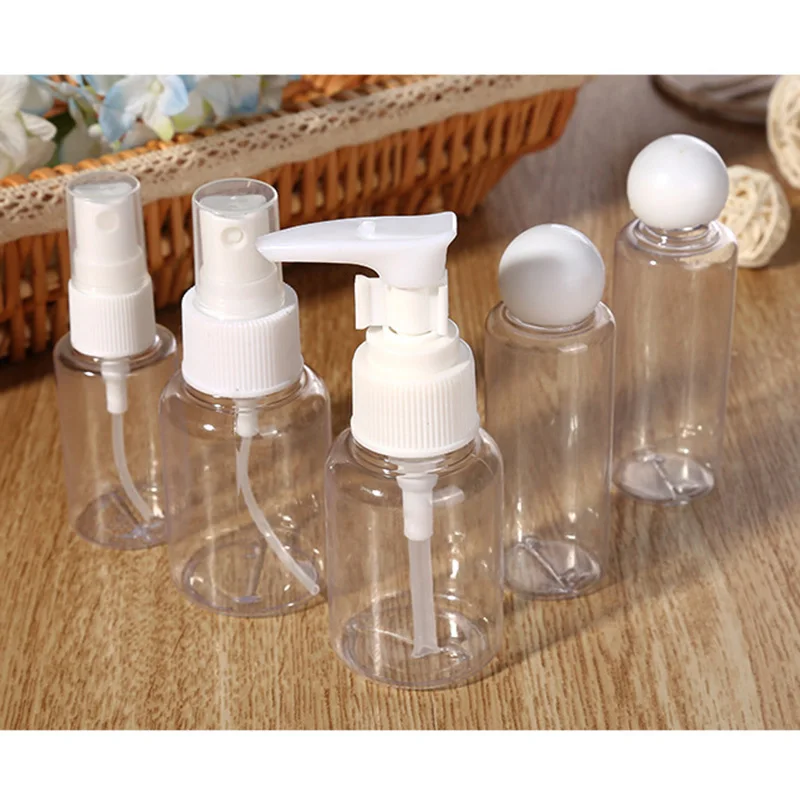 

5/8 Pcs/set Travel Empty Bottle Suit Sample Packing Bottles Spray Bottle Transparent Atomizer Refillable Portable Travel Tool
