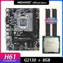 Machinist H61 motherboard combo kit set Intel Pentium G2130 processor LGA1155  2Pcs*4GB = 8GB 1666MHz DDR3 memory RAM H61M-S1