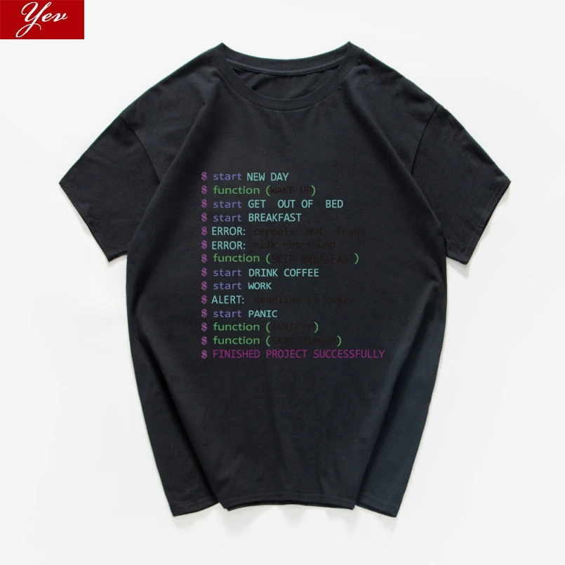 

Monday Programmer funny t shirt men Sarcastic Graphic Novelty Geek Men Tops Tshirt 100%Cotton Tees summer T-Shirts men clothes