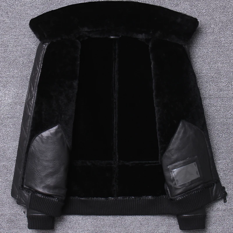 Мужская кожаная куртка с меховой подкладкой зимняя мотоциклетная из натуральной