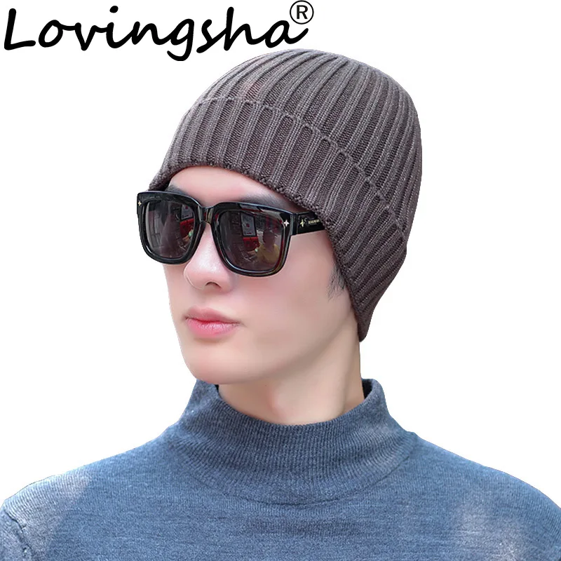 

Lovingsha, бренд полосатый дизайн теплые Шапки для мужские шапки Для женщин трикотажные вязаные Skullies мешковатые капот зимняя шубка из искусстве...