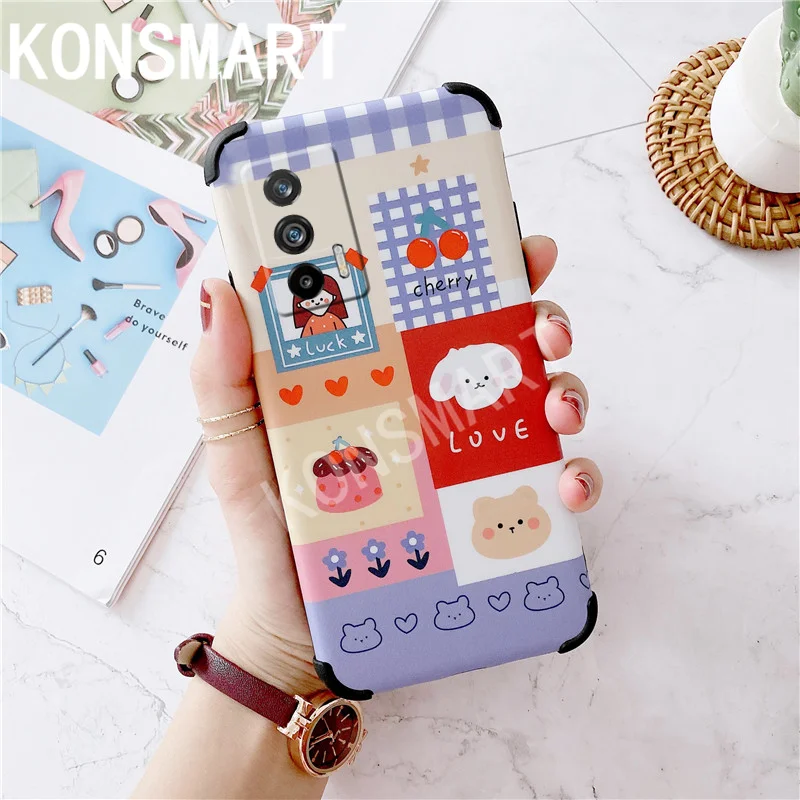 

KONSMART For OPPO Realme GT 5G 2021 Case Cartoon Cute Boy and Girl Phone Cases Realmegt Silicone Bumper Cover