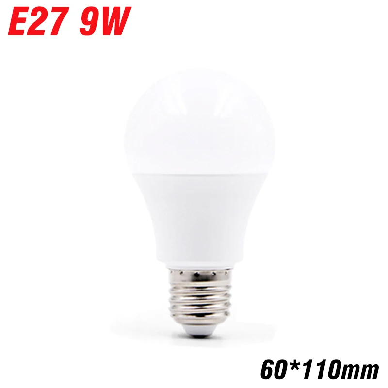 E27 9W 220V Bombilla светодиодный светильник E27, реальная мощность, 3 Вт, 6 Вт, 9 Вт, 12 Вт, 15 Вт, 18 Вт, 20 Вт, 220 В, светильник-свеча E14, высокая яркость, лампада, светодиодный светильник - Испускаемый цвет: E27 9W 220V
