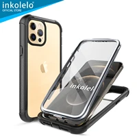 inkolelo iphone 12 pro case built in screen protector 360 degree heavy duty dropproof shockproof full body protective cover