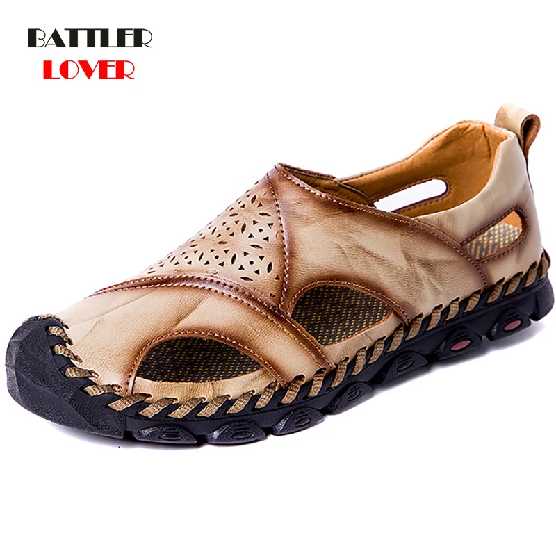 

New Summer Genuine Cow Leather Loafers for Men 2021 Soft Breathable Rome Casual Shoes Male Flat Fashion Beach Hollow Footwear