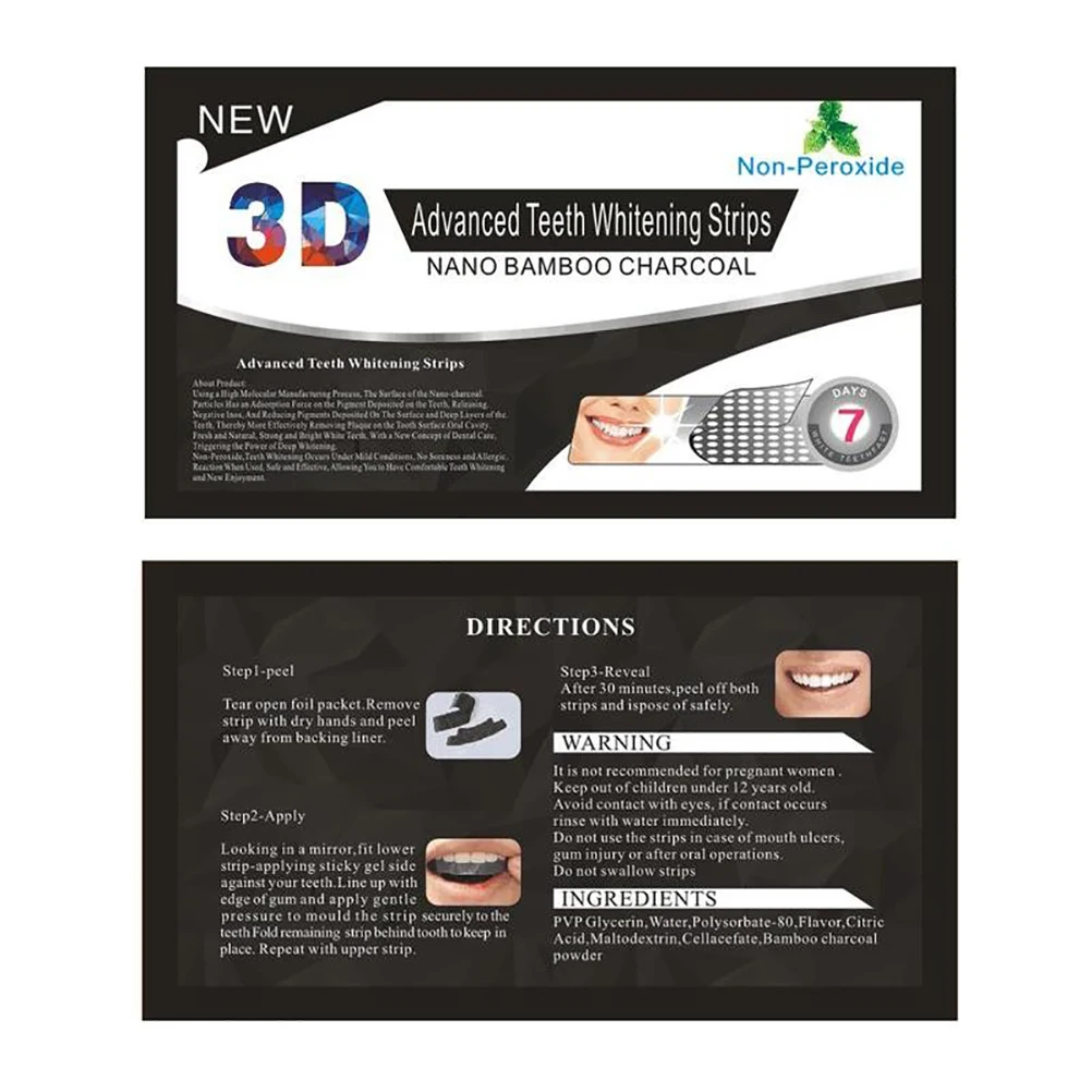 

3D Teeth Whitening Strips Bamboo Stain Removal White Gel Tooth Kit Oral Hygiene Care Clean Strip Bleaching Tools