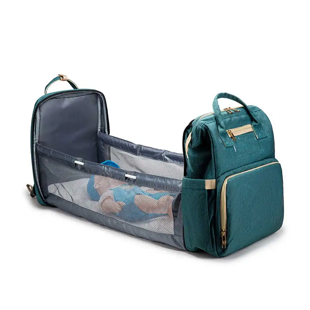 

5 In 1 Infant Backpack Sleeper Crib Large Capacity Foldable Stroller Organizer Travel Bassinet Portable Baby Bed Diaper Bag