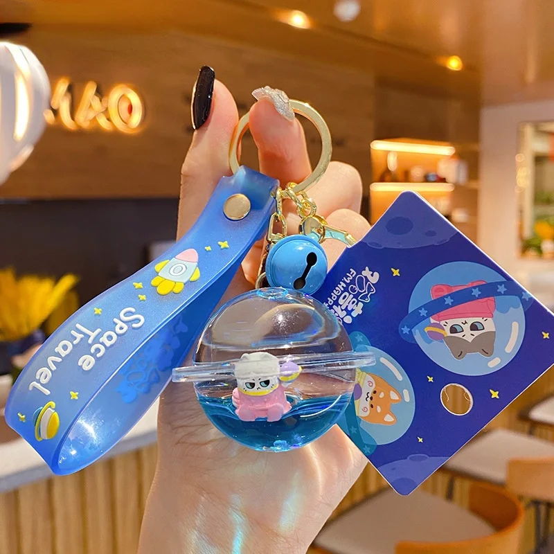 

Quicksand Keyring Floating Liquid Dog cat Keychain Cute Space Floating Animal Bag Pendant For Women Men Key Fob Jewelry Gift