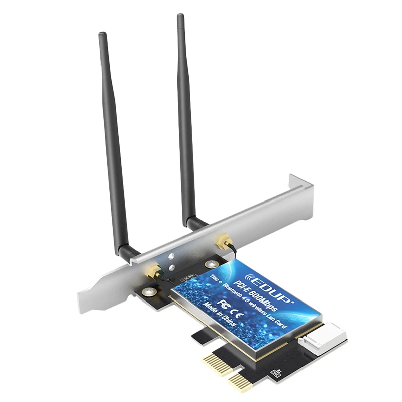 

EDUP PCI-E 600Mbps WiFi Card Bluetooth 4.0 Adapter 2.4GHz/5GHz Dual Band Wireless Network Card with Antennas for Desktop PC