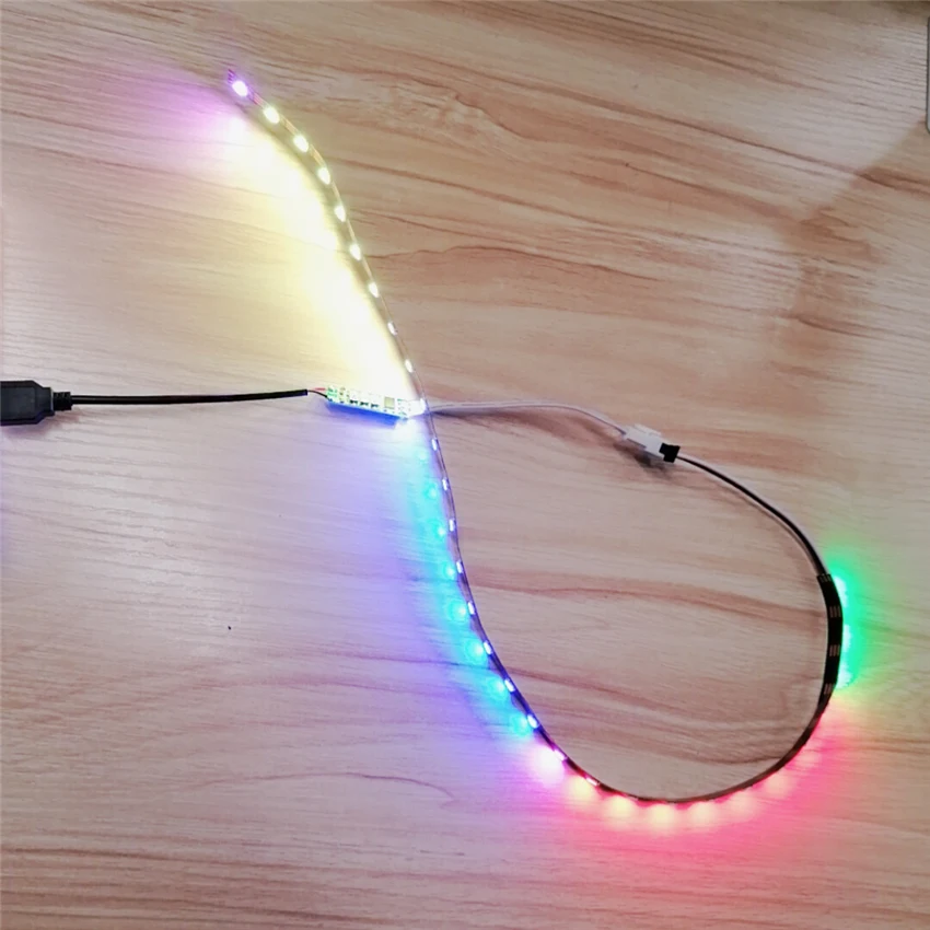 Ws2812b 5 В USB RGB Светодиодная лента 60 Светодиодный s SMD 5050 пикселей светодиодный диодный ленточный светильник HD tv Настольный ПК подсветка экрана 0,5 м 1 м 2 м 3 м 4 м 5 м