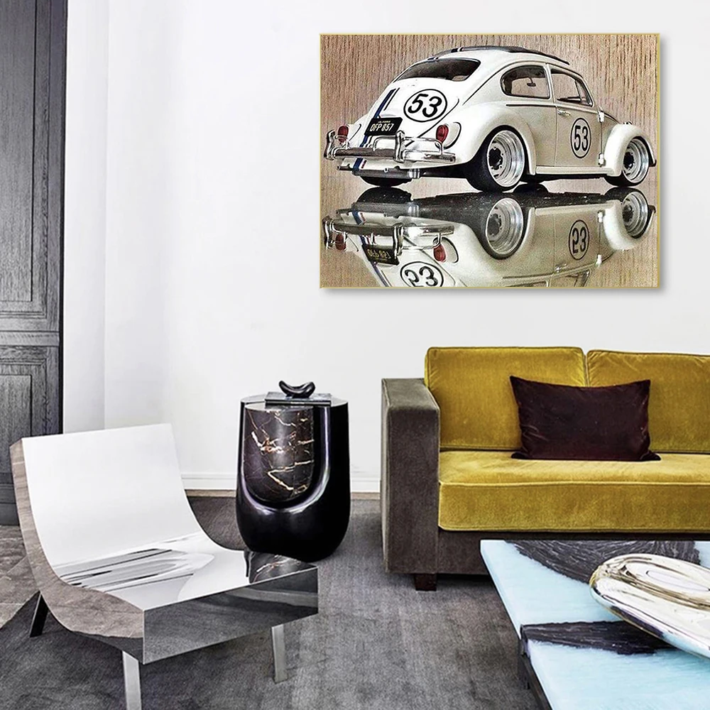 Алмазная 5d картина сделай сам вышивка с белым автомобилем крестиком квадратная