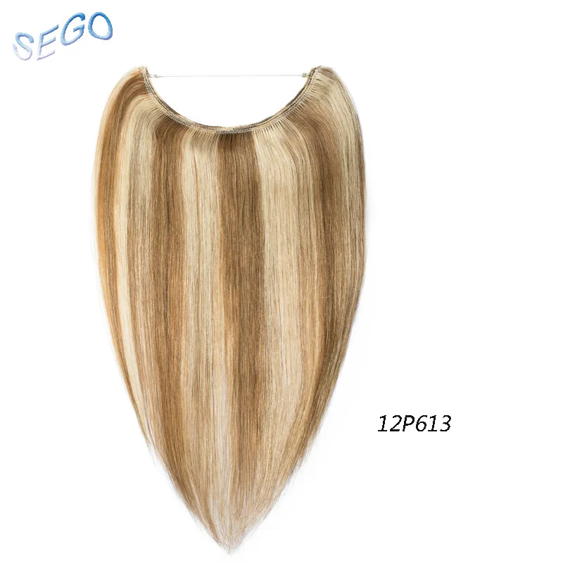12/613 # SEGO 1"-24" прямые человеческие волосы для наращивания с изображением пианино и чистого цвета, невидимая проволока, накладные человеческие волосы без Реми - Цвет: 12/613 #